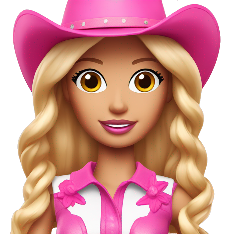 barbie with a pink cowboy hat emoji