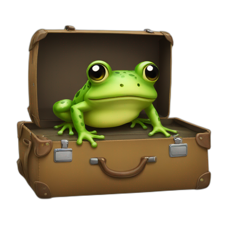 Frog in suitcase emoji