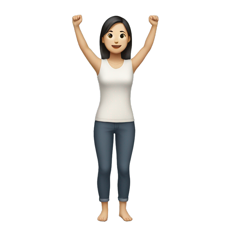 Asian woman (full-body) (both arms raised) emoji