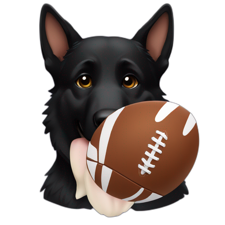 Black German Shepherd playing American football emoji
