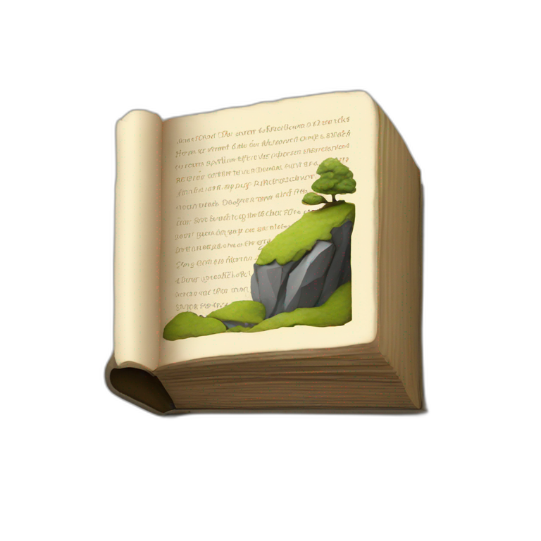 a small book on the rock emoji