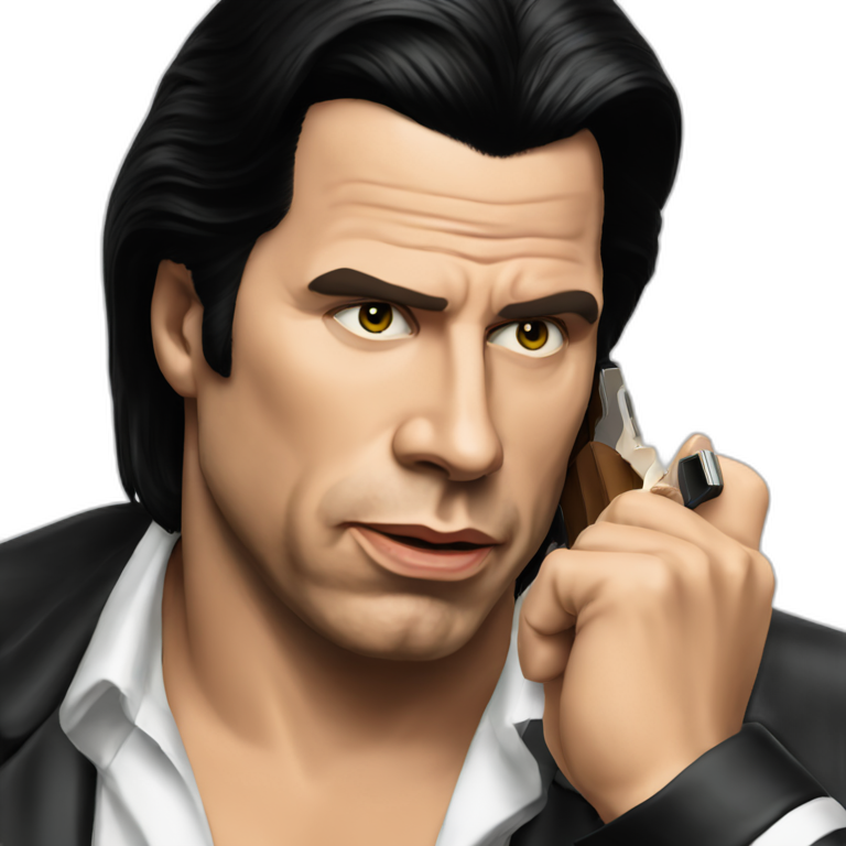 Confused John Travolta as Vincent Vega in Pulp Fiction emoji