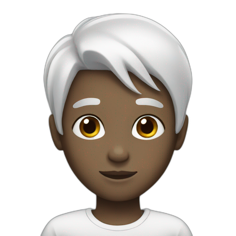 Black hair boy with white skin emoji