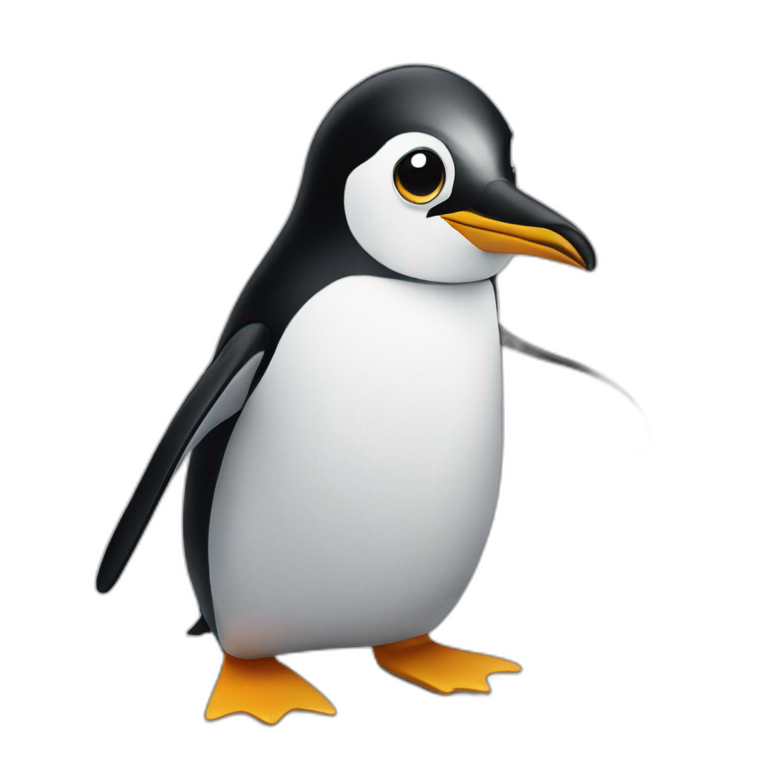 penguin coding on apple macbook laptop emoji
