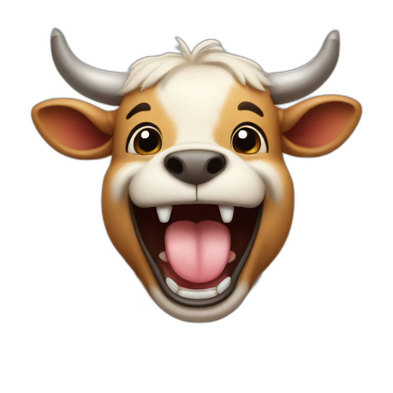 Cute Bull laughing out loud realistic emoji