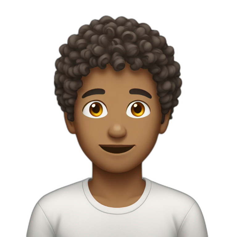 teen boy curly hair emoji
