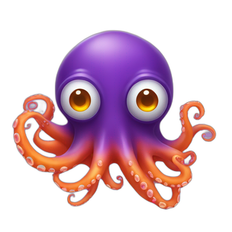 a purple octopus with evil eyes in a rare orange ocean emoji