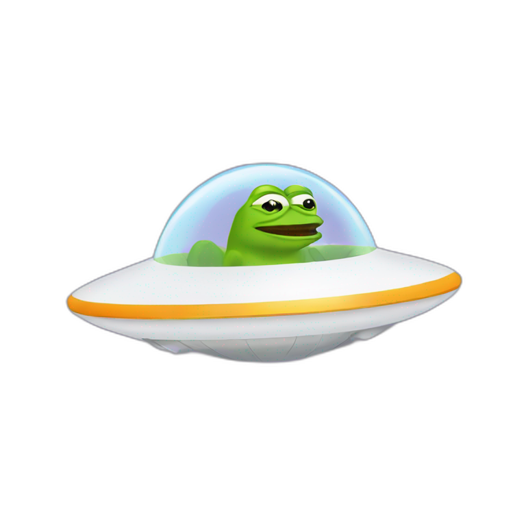 pepe driving in flying saucer emoji