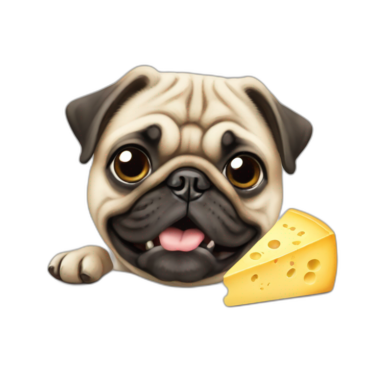 pug eating cheese mouse emoji