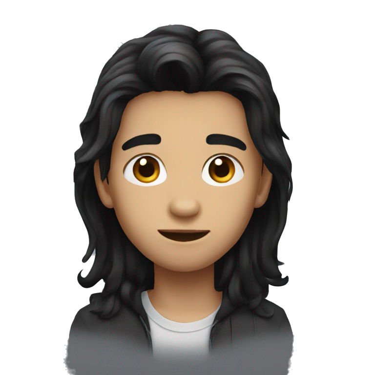 Long black hair boy emoji