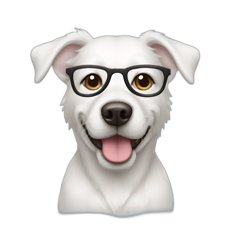 White dog wear glasses emoji