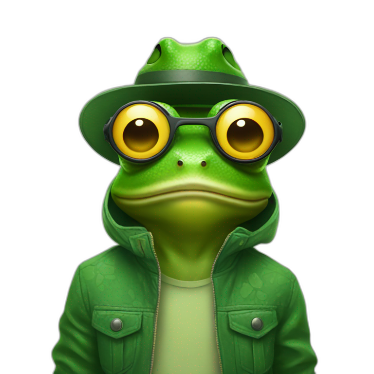 Frog wearing a sun glasses and mask emoji
