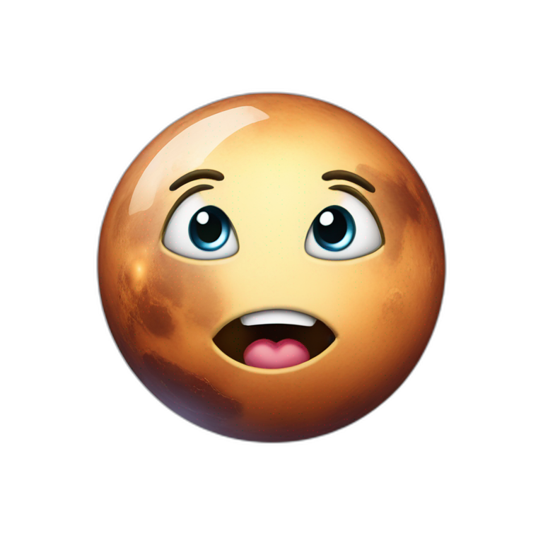 planet Venus with a cartoon economic face with big thoughtful eyes emoji