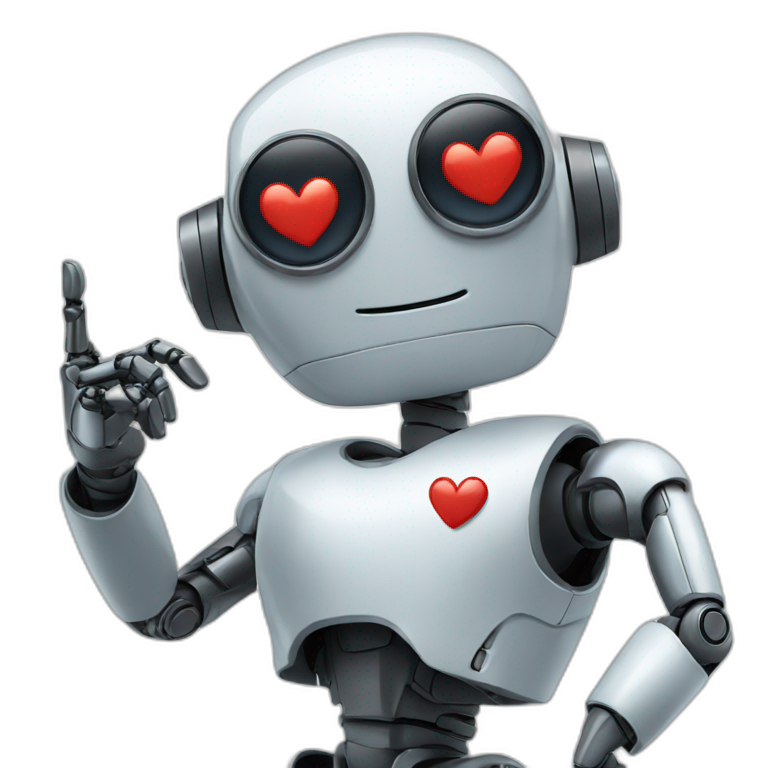 Robot doing a heart sign emoji