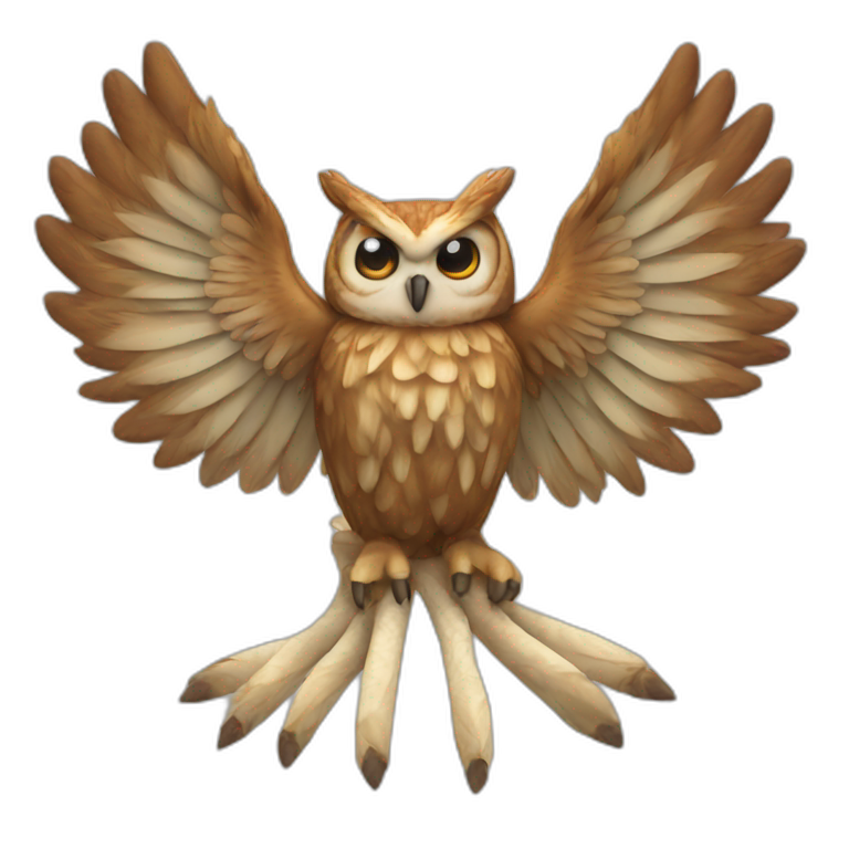 an owl with nine tails emoji