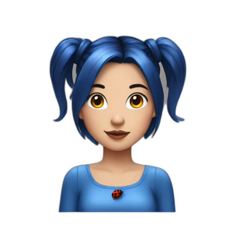 girl with dark blue hair twintails and ladybug costume emoji