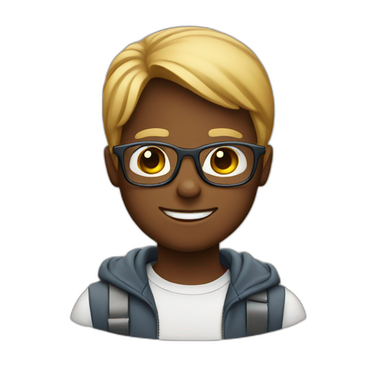 A boy with glasses on an iPhone 11 emoji