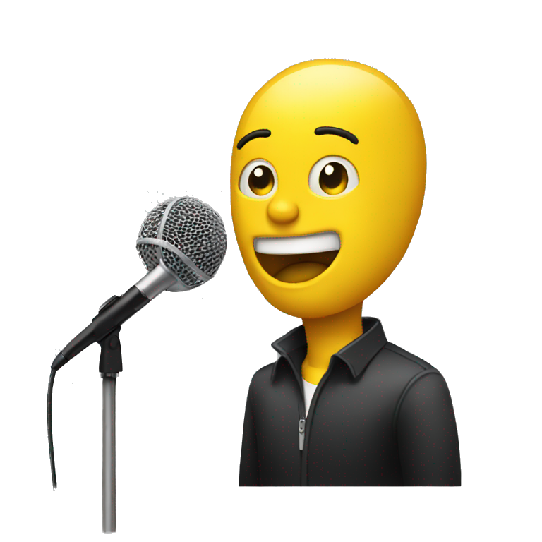 yellow man singer with microphone emoji