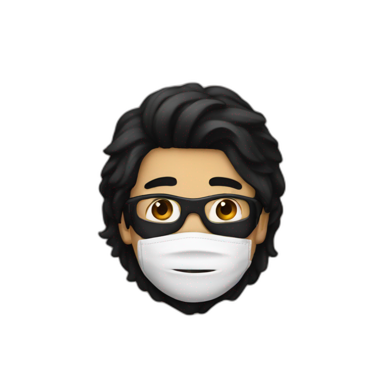 A guy with a black hair wearing a mask  emoji