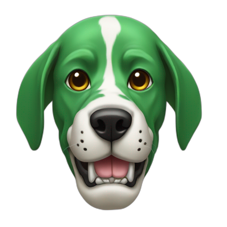 Green hound with a skull mask emoji