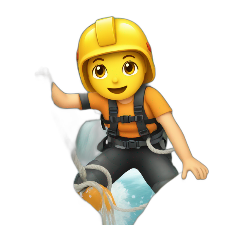 Canyoning with rope in the water emoji