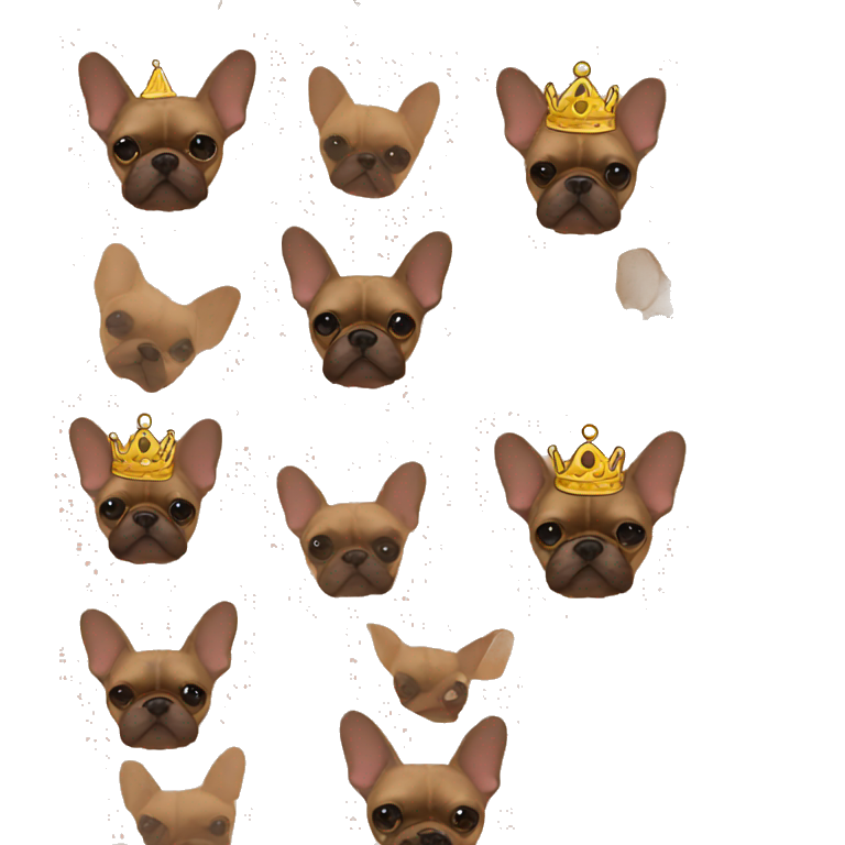 brown frenchie with a crown emoji