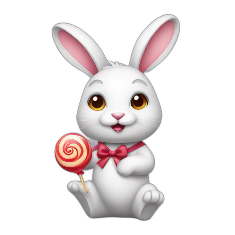 A rabbit holding lollipop emoji