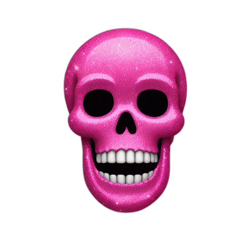 Pink glitter skull emoji