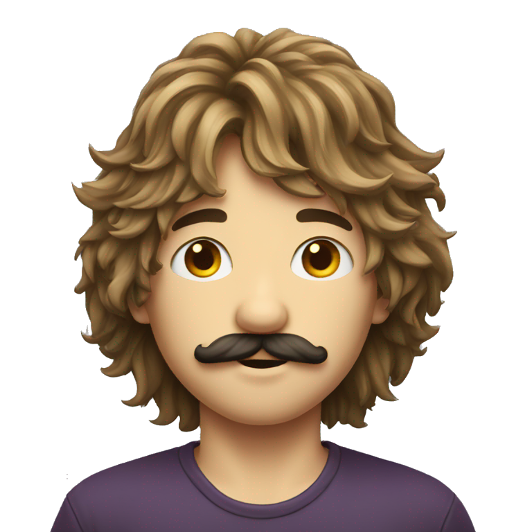 Long shaggy hair boy and moustache emoji