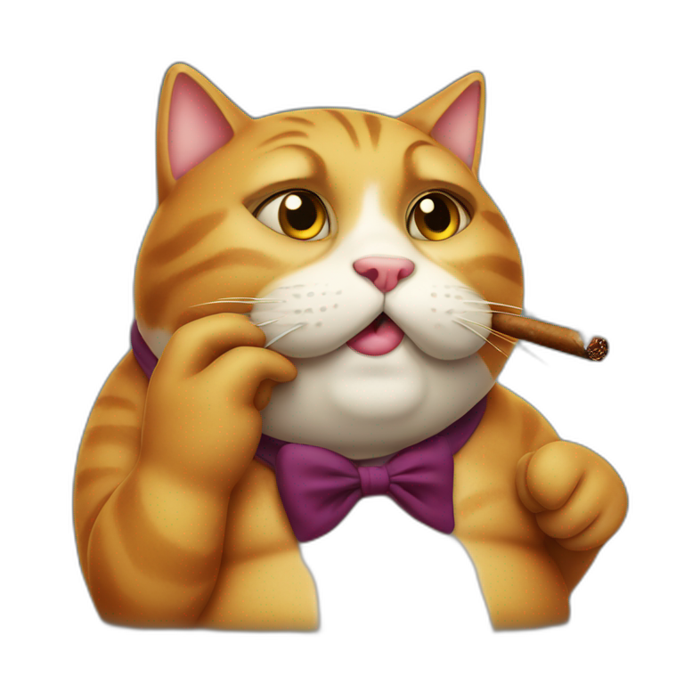 Fat cat smoking a cigar emoji