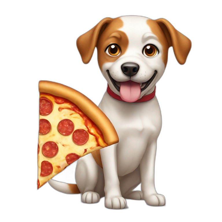 Dog with pizza emoji