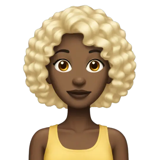 Black girl with beach curl blonde wig emoji AI Emoji Generator