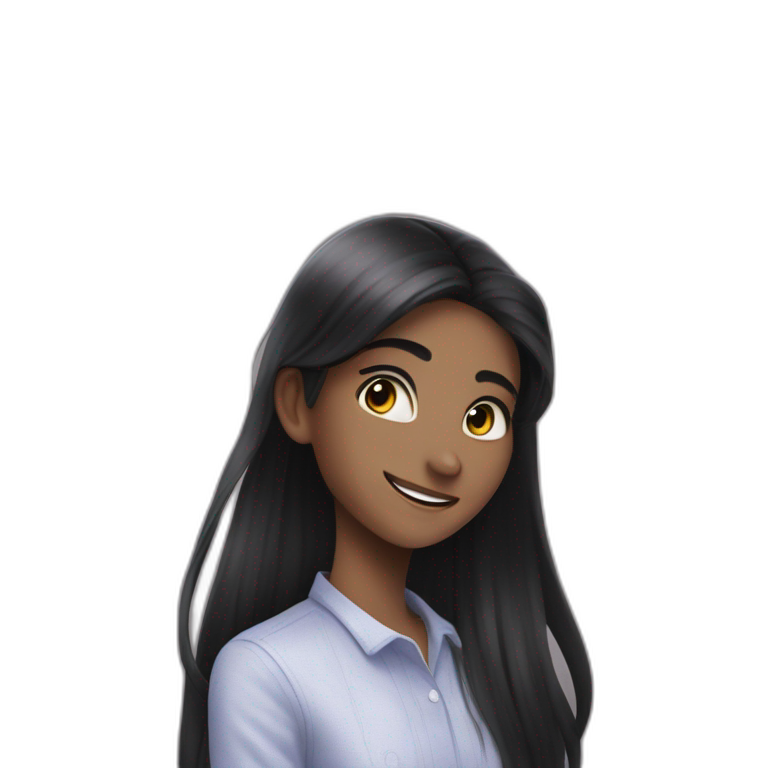 happy brunette with long hair emoji