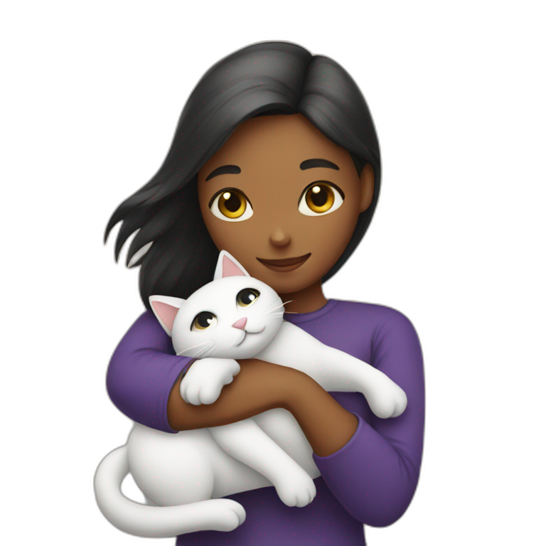 A girl hugging a cat emoji