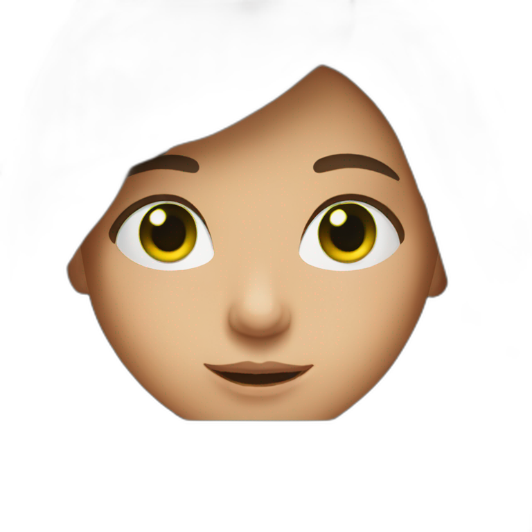 Girl with long brown hair green eyes and laptop emoji