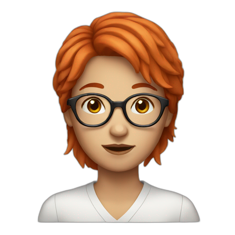 red haired girl with glasses emoji