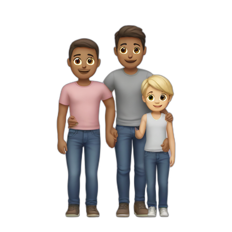 Gay couple with two kids Eiffel Tower  emoji