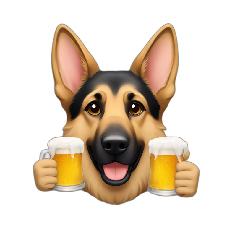 German shepherd drinking beer emoji