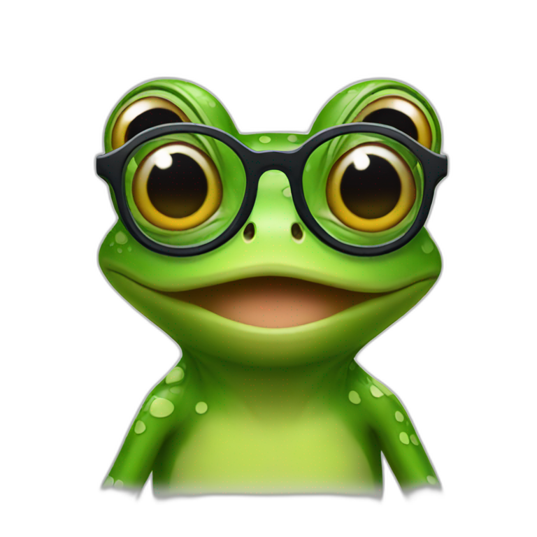 Frog with glasses emoji