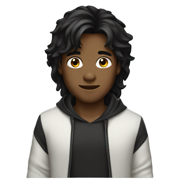 black long hair boy emoji