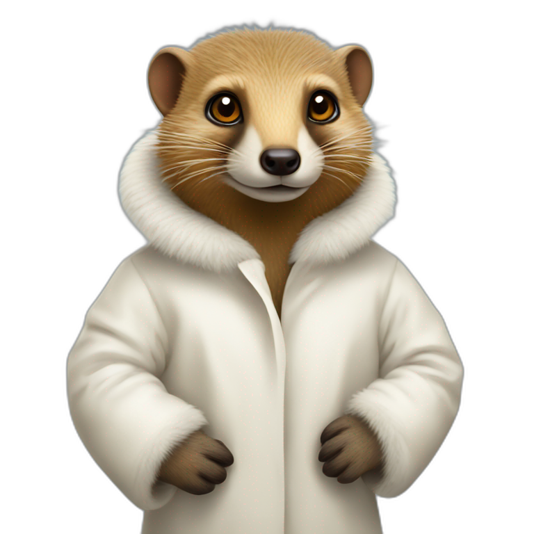 mongoose wearing a fur white coat emoji