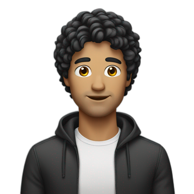 man with wig black haired emoji