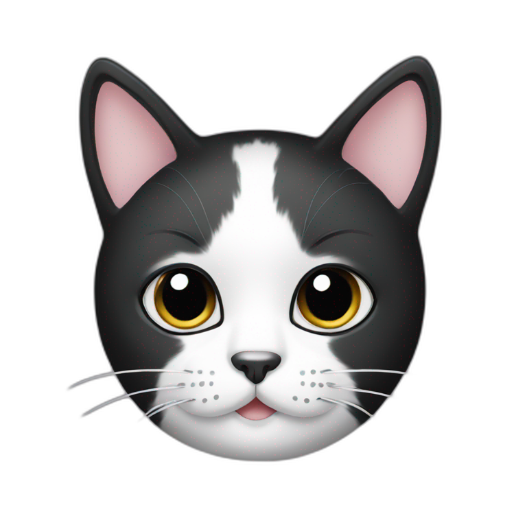 Black and white Cat with black spot emoji