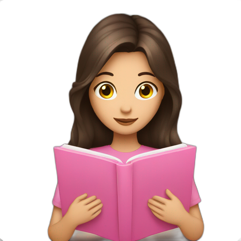 brunette reading a pink book emoji