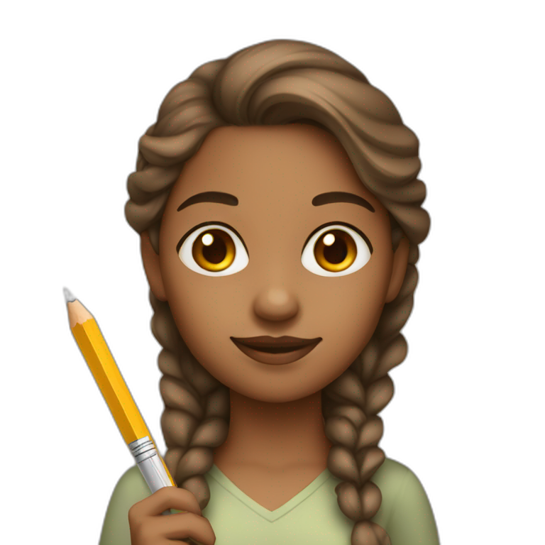 Light brown skin girl with pencil emoji