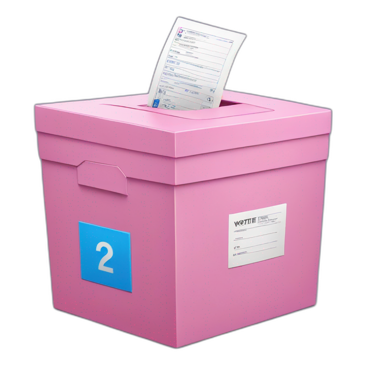 Blue ballot in a Pink voting ballot box emoji