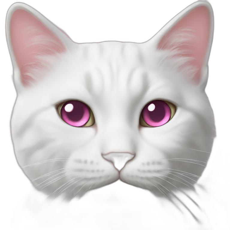White cat with pink nose emoji