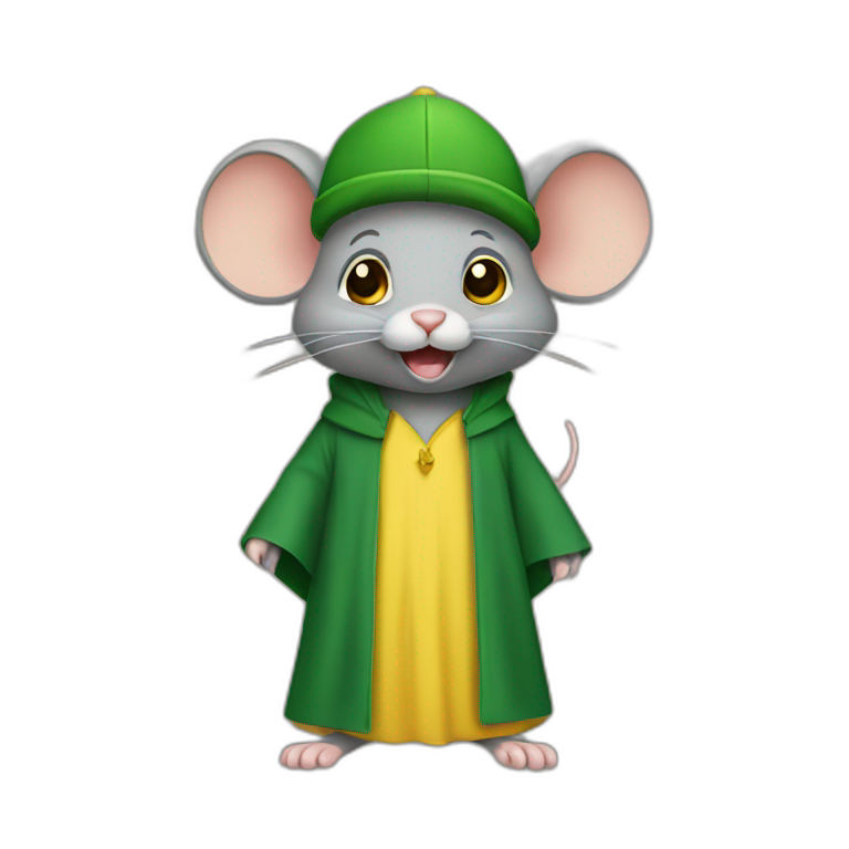 old jerry mouse with green cap and yellow Abaya emoji