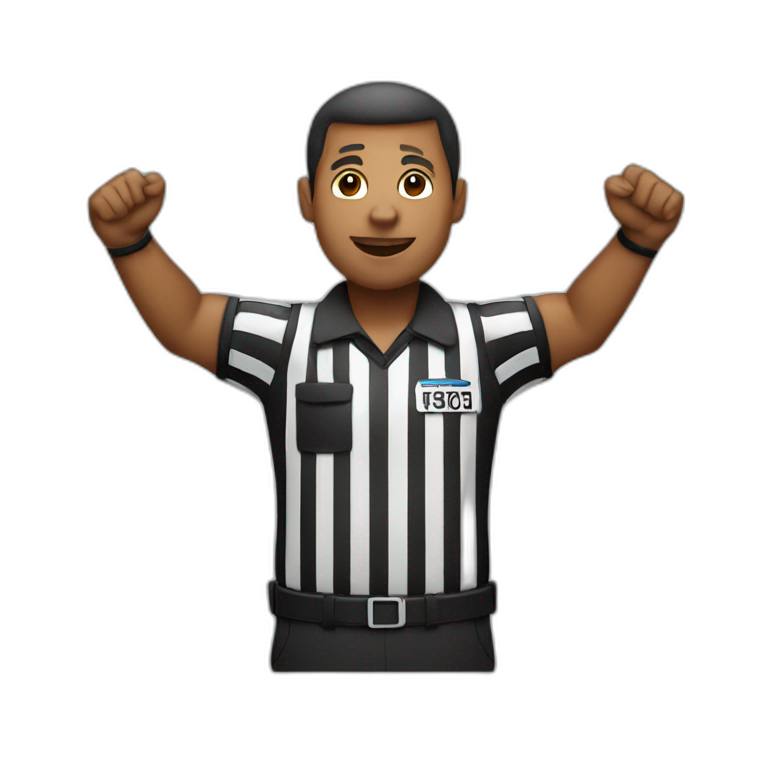 football referee two arms in air emoji