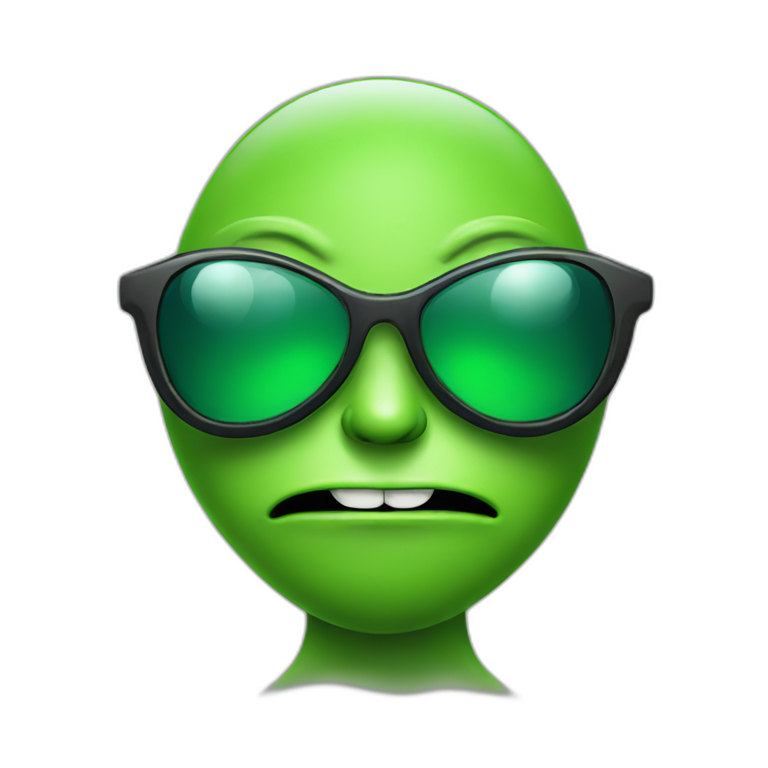 Green cartoon alien with sunglasses  emoji